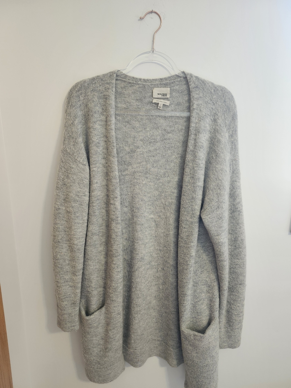 Wilfred Heather Gray Open-Front Pocketed Cardigan